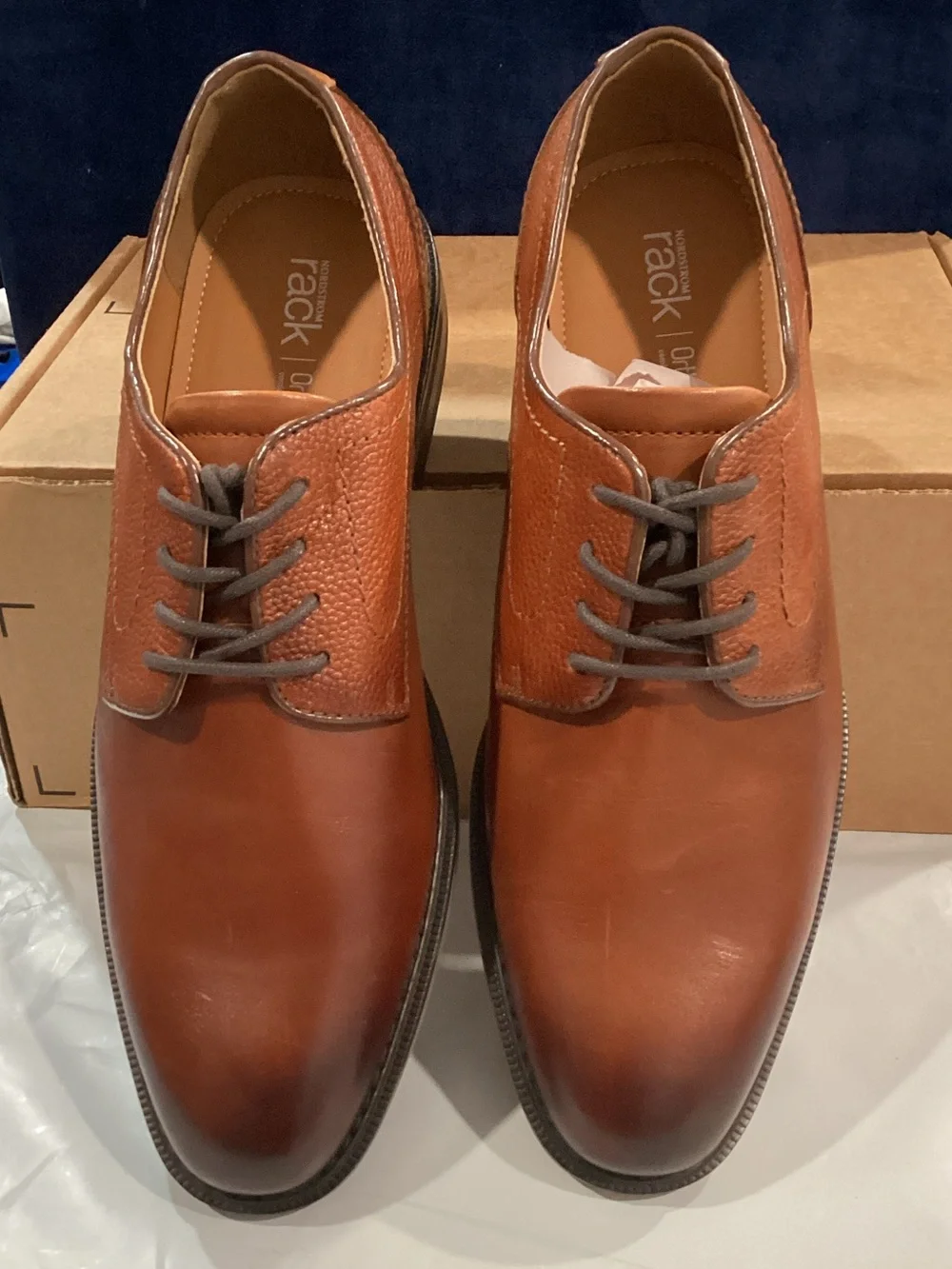 Nordstrom Rack Men’s 8M Cognac Leather Dress Shoes Ortholite